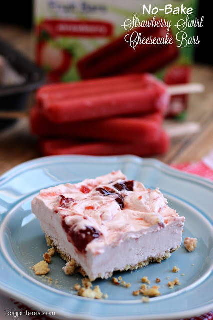 No-Bake Strawberry Swirl Cheesecake Bars - I Dig Pinterest