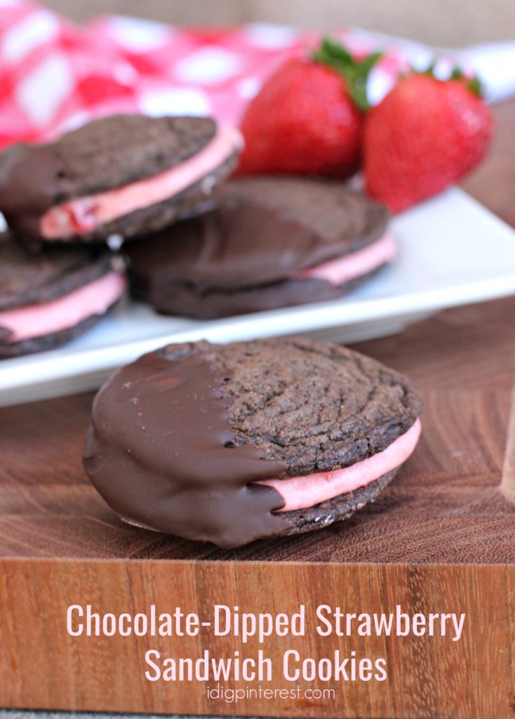 chocolate dipped strawberry sandwich cookies1