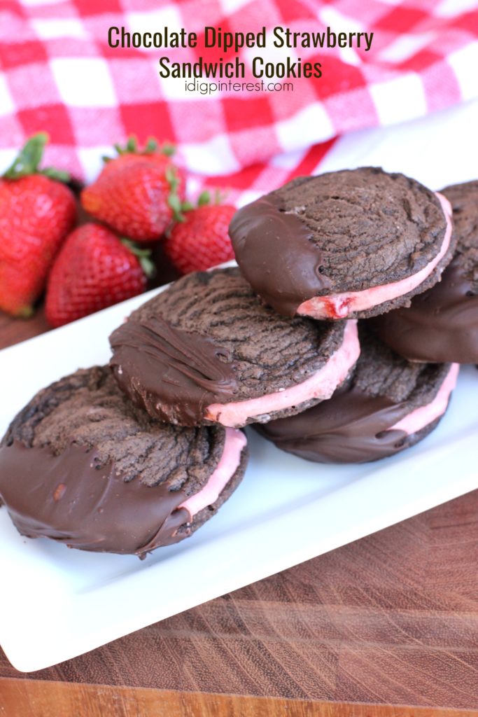 chocolate dipped strawberry sandwich cookies3