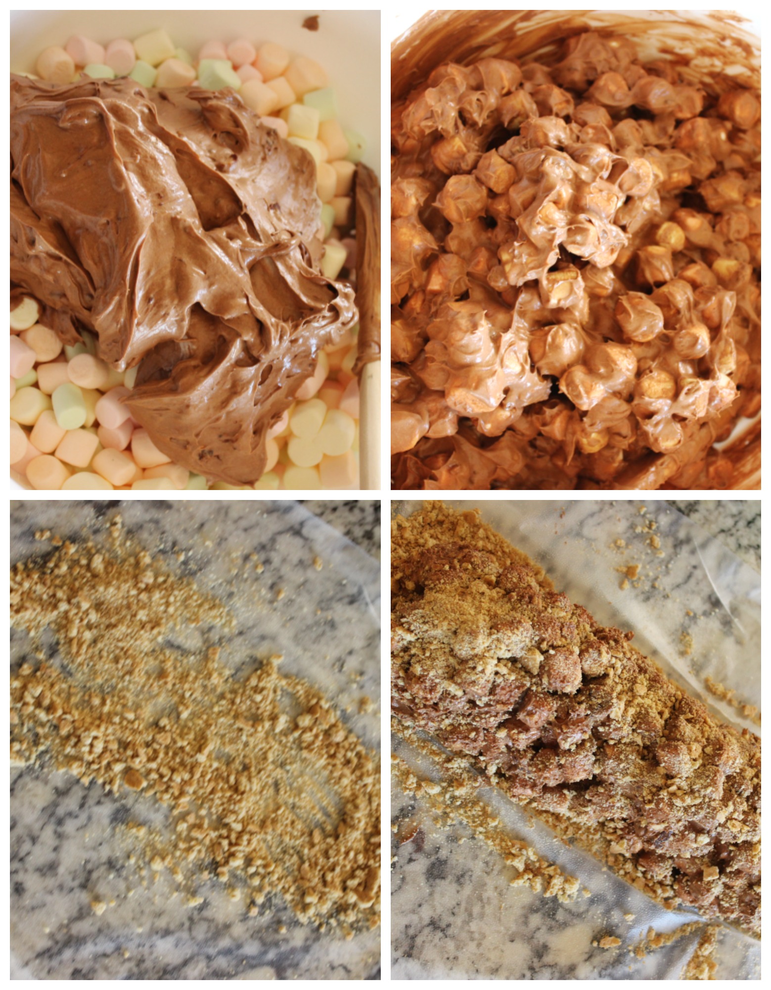 chocolate marshmallow log collage2